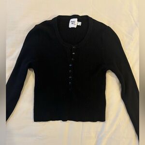 Princess Polly Black Ribbed Long Sleeve Top